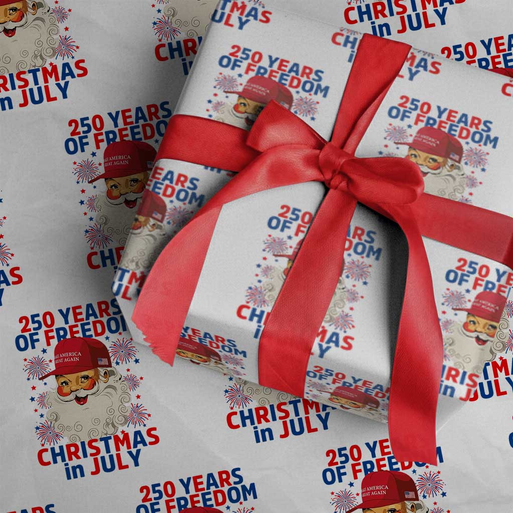 250 Years Of Freedom Wrapping Paper Roll Funny Santa Christmas in July