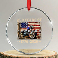 250 Years Of Freedom Motorcycle Patriotic Biker 1776 2026 Crystal Glass Ornament