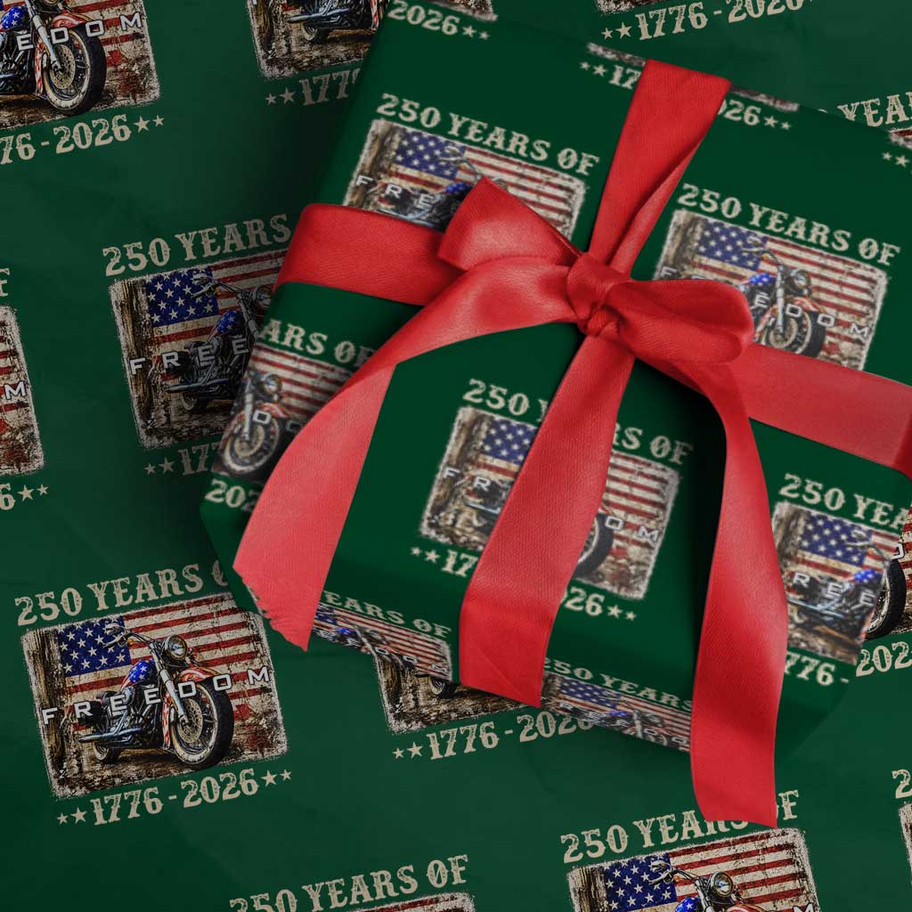 250 Years Of Freedom Motorcycle Patriotic Biker 1776 2026 Wrapping Paper Roll