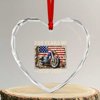 250 Years Of Freedom Motorcycle Patriotic Biker 1776 2026 Heart Crystal Glass Ornament