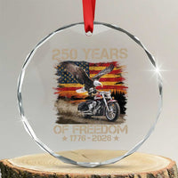 250 Years Of Freedom Patriotic Biker US Flag Motorcycle Lover Crystal Glass Ornament