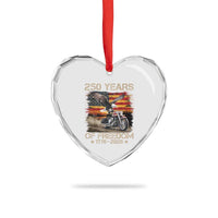 250 Years Of Freedom Patriotic Biker US Flag Motorcycle Lover Heart Crystal Glass Ornament