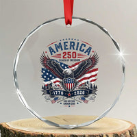 250 Years of Freedom Patriotic Eagle Crystal Glass Ornament One Nation Under God 1776-2026 250th Anniversary