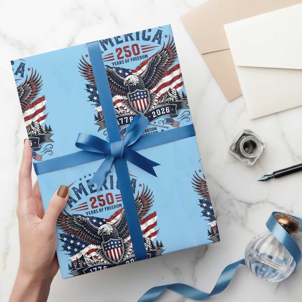 250 Years of Freedom Patriotic Eagle Wrapping Paper Roll One Nation Under God 1776-2026 250th Anniversary