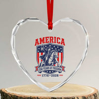 250 Years of Freedom Paul Revere Midnight Ride Heart Crystal Glass Ornament Patriotic Historical Revolution American Flag Shield