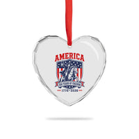 250 Years of Freedom Paul Revere Midnight Ride Heart Crystal Glass Ornament Patriotic Historical Revolution American Flag Shield