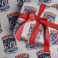 250 Years of Freedom Paul Revere Midnight Ride Wrapping Paper Roll Patriotic Historical Revolution American Flag Shield