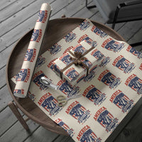 250 Years of Freedom Paul Revere Midnight Ride Wrapping Paper Roll Patriotic Historical Revolution American Flag Shield