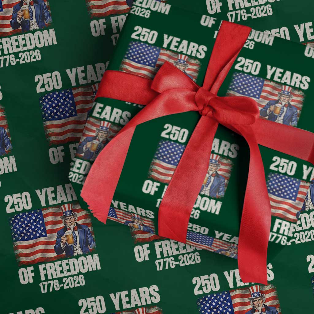 250 Years Of Freedom Wrapping Paper Roll Patriotic Uncle Sam