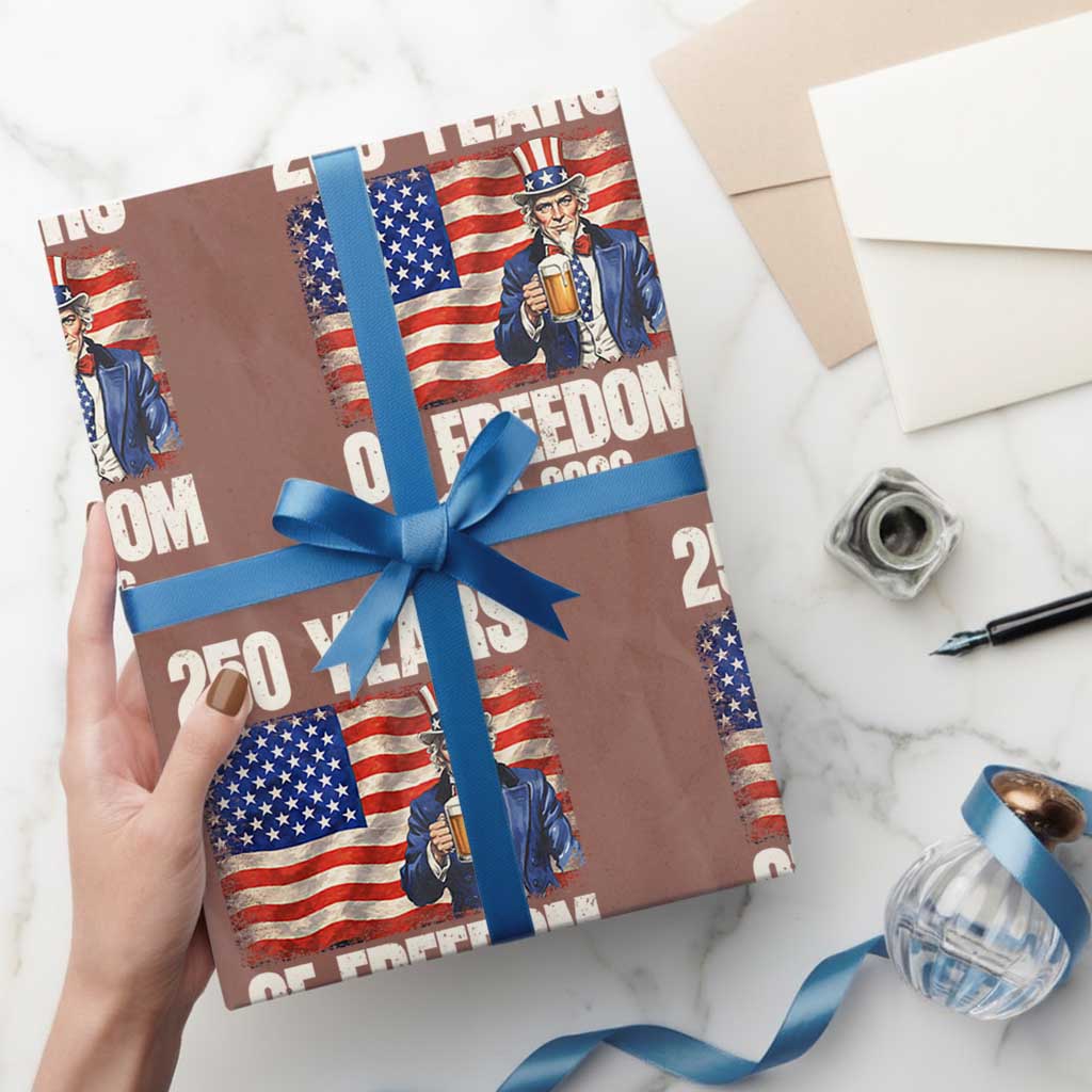 250 Years Of Freedom Wrapping Paper Roll Patriotic Uncle Sam