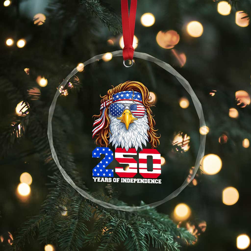 250 Years of Independece Patriotic Eagle Crystal Glass Ornament 1776 2026 USA Flag 4th of July Semiquincentennial - Wonder Print Shop