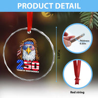 250 Years of Independece Patriotic Eagle Crystal Glass Ornament 1776 2026 USA Flag 4th of July Semiquincentennial - Wonder Print Shop