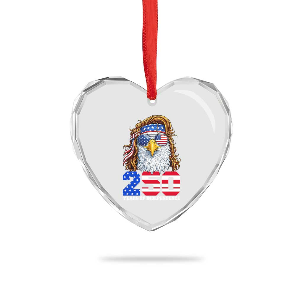 250 Years of Independece Patriotic Eagle Heart Crystal Glass Ornament 1776 2026 USA Flag 4th of July Semiquincentennial - Wonder Print Shop