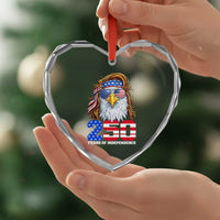 250 Years of Independece Patriotic Eagle Heart Crystal Glass Ornament 1776 2026 USA Flag 4th of July Semiquincentennial - Wonder Print Shop