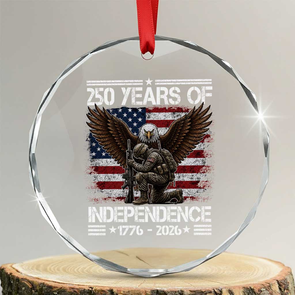 250 Years Of Independence Military Army Crystal Glass Ornament 250th Anniversary USA Bald Eagle