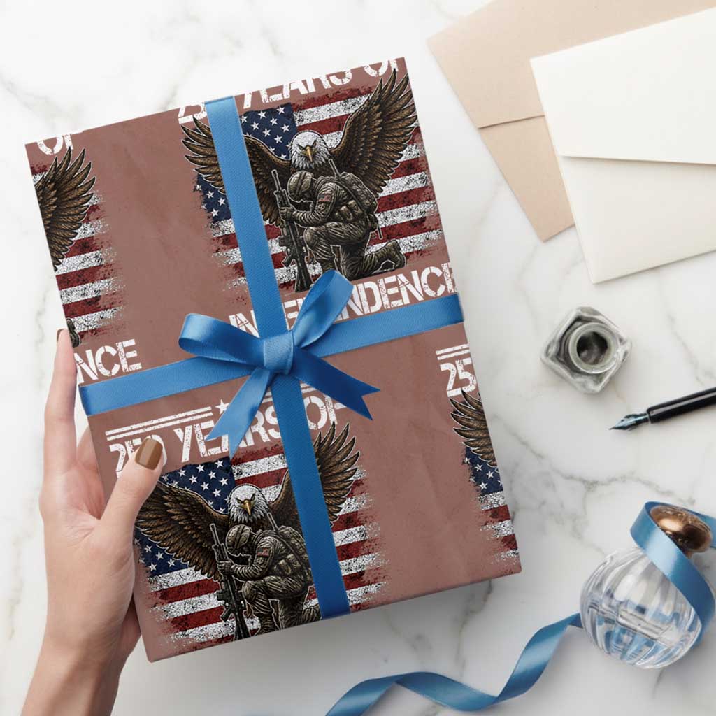 250 Years Of Independence Military Army Wrapping Paper Roll 250th Anniversary USA Bald Eagle
