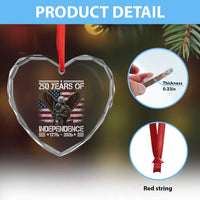 250 Years Of Independence Military Army Heart Crystal Glass Ornament 250th Anniversary USA Bald Eagle