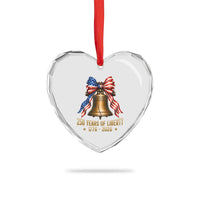 250 Years Of Liberty Heart Crystal Glass Ornament American Heritage Bell Graphic