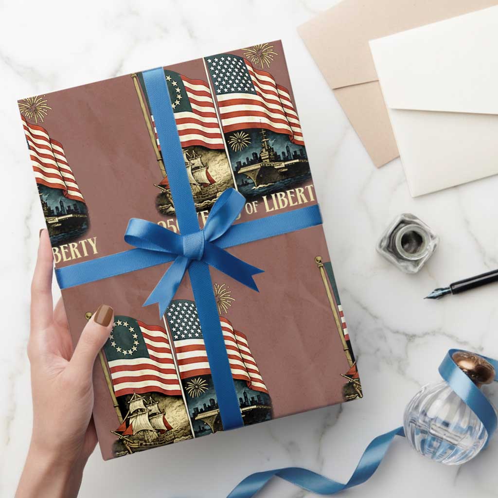 250 Years of Liberty Wrapping Paper Roll US 250th Anniversary Semiquincentennial 2026 Patriotic - Wonder Print Shop