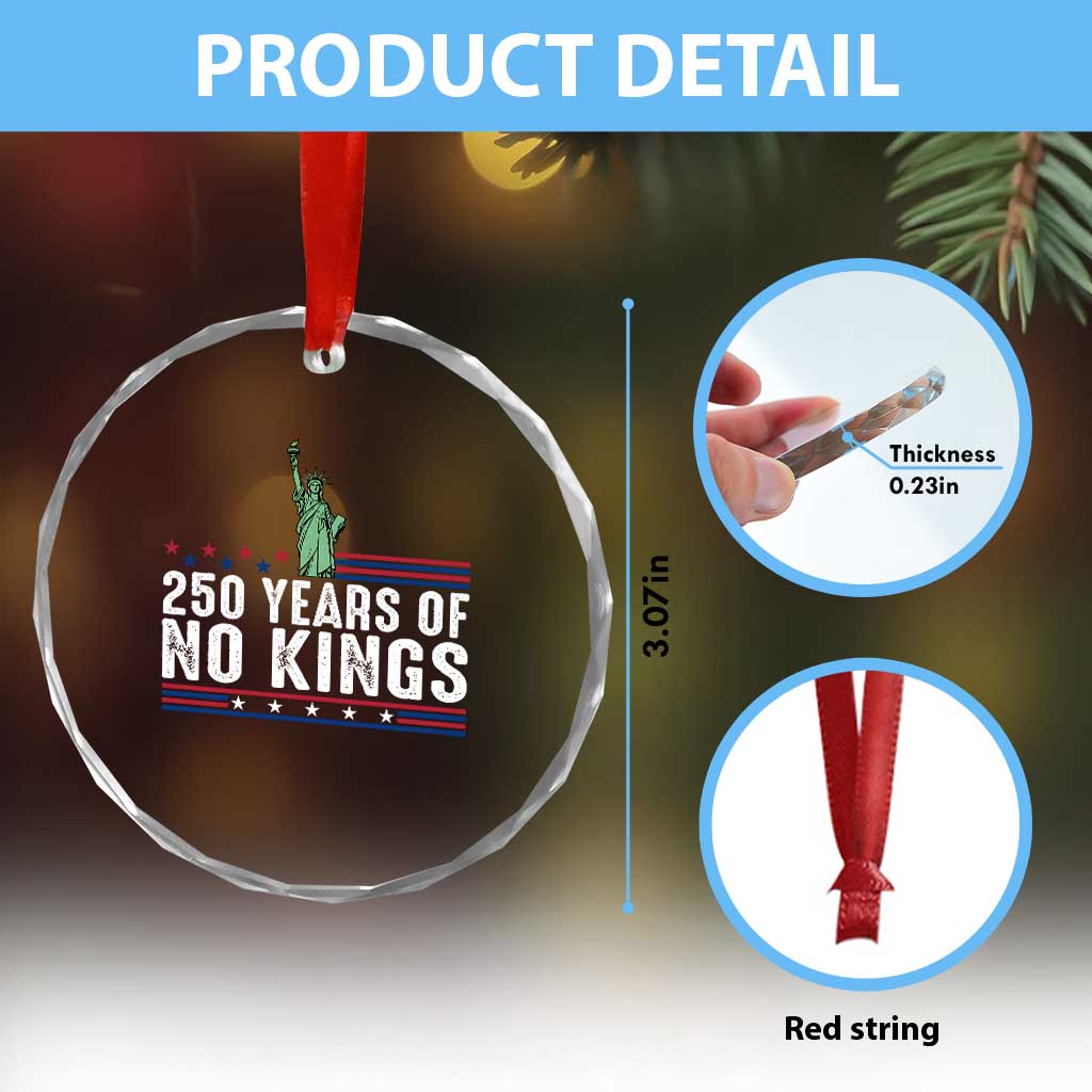 250 Years Of No Kings Crystal Glass Ornament Statue Of Liberty Freedom Protest
