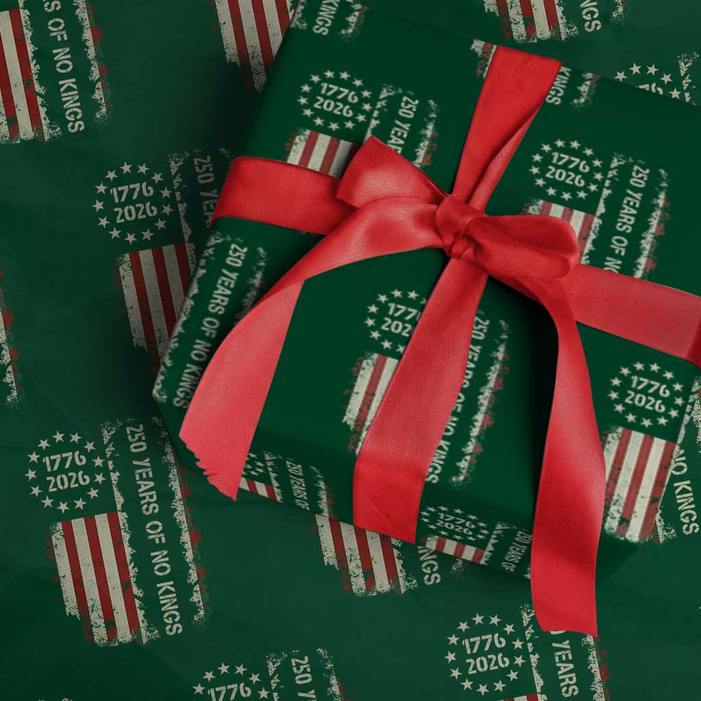 250 Years Of No Kings Wrapping Paper Roll Vintage American Flag