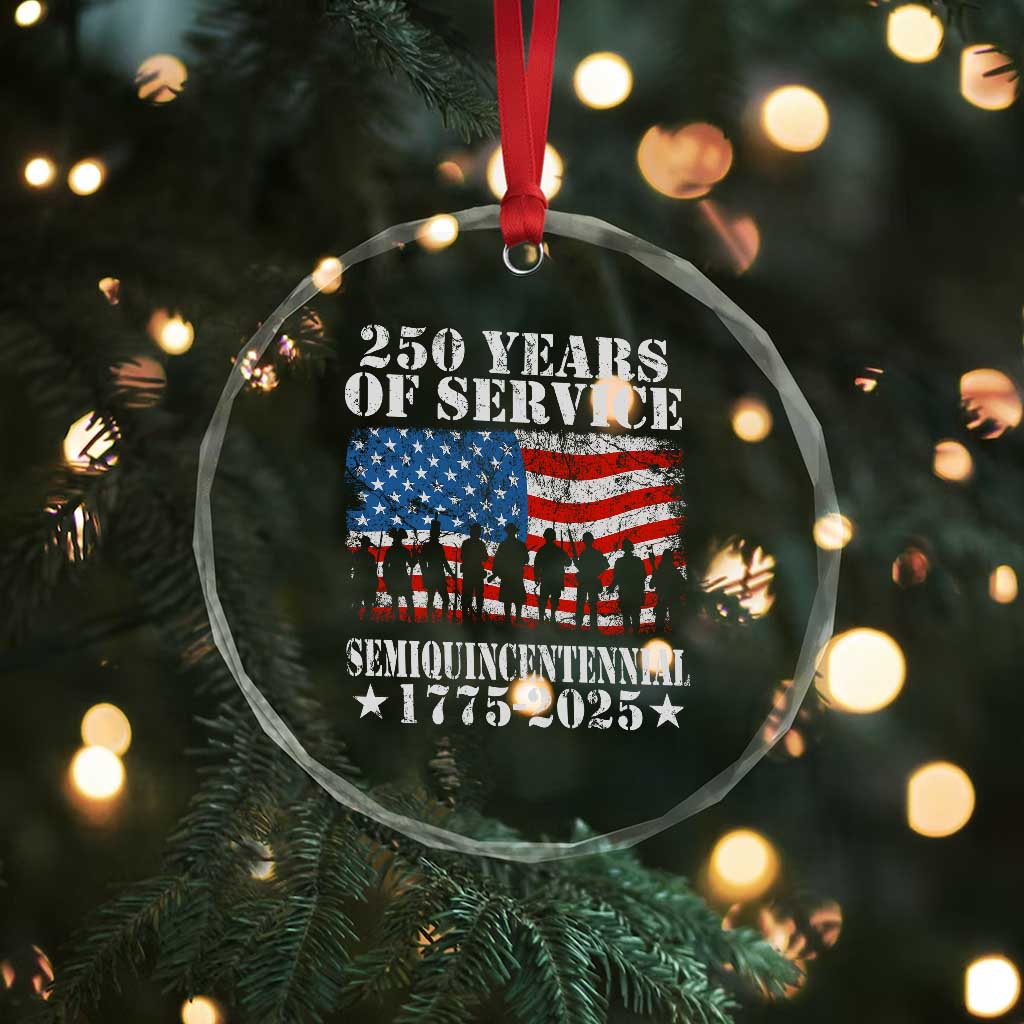 250 Years Of Service Semiquincentennial Crystal Glass Ornament US Military Army Birthday American Flag TS11
