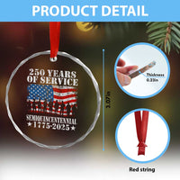 250 Years Of Service Semiquincentennial Crystal Glass Ornament US Military Army Birthday American Flag TS11