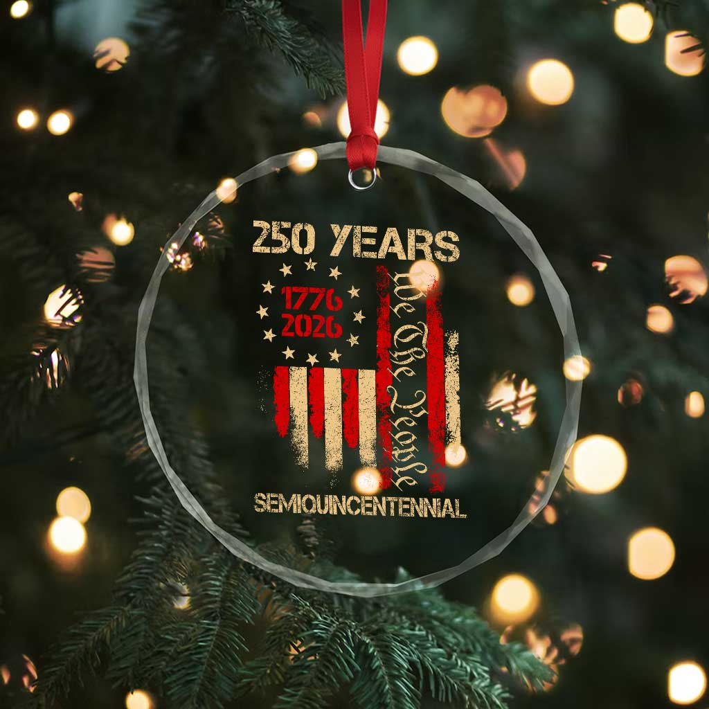 250 Years Semiquincentennial Crystal Glass Ornament 250th America Anniversary Independence Day