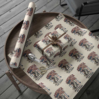250 Years Since 1776 Cowboy on Horseback Wrapping Paper Roll Vintage Patriotic Western Style American Flag Semiquincentennial