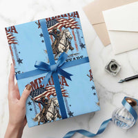250 Years Since 1776 Cowboy on Horseback Wrapping Paper Roll Vintage Patriotic Western Style American Flag Semiquincentennial