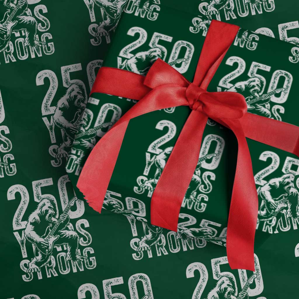 250 Years Strong Bigfoot Guitar Wrapping Paper Roll USA 250th Anniversary Gift