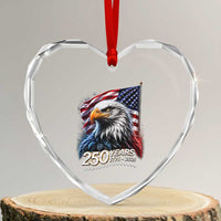 250 Years USA 250th Anniversary Heart Crystal Glass Ornament Patriotic Eagle 4th of July