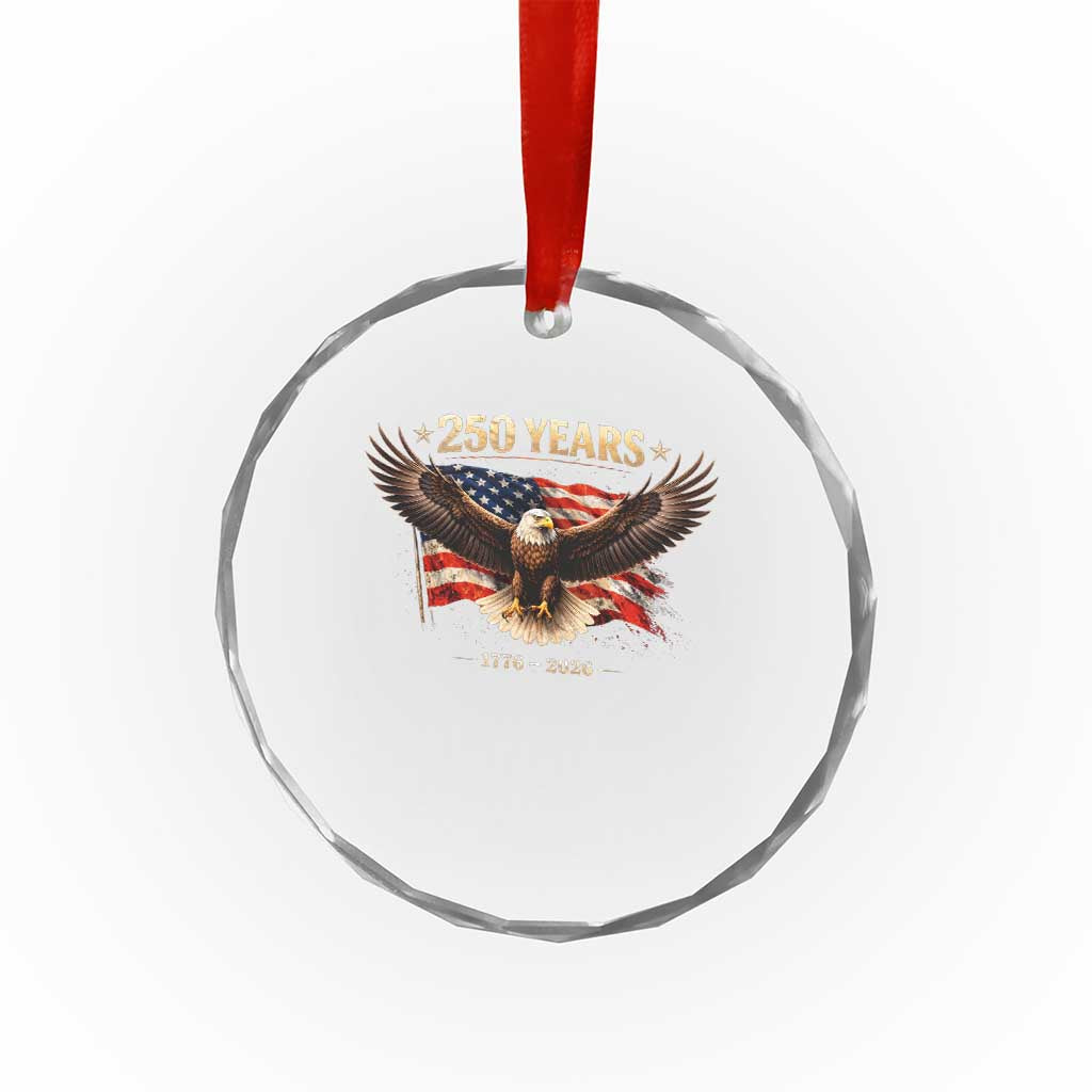 250 Years USA Crystal Glass Ornament Patriotic Eagle America Flag 250th Anniversary 1776 2026