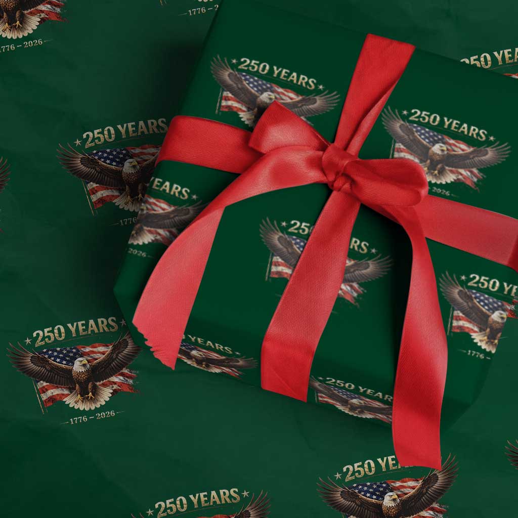 250 Years USA Wrapping Paper Roll Patriotic Eagle America Flag 250th Anniversary 1776 2026