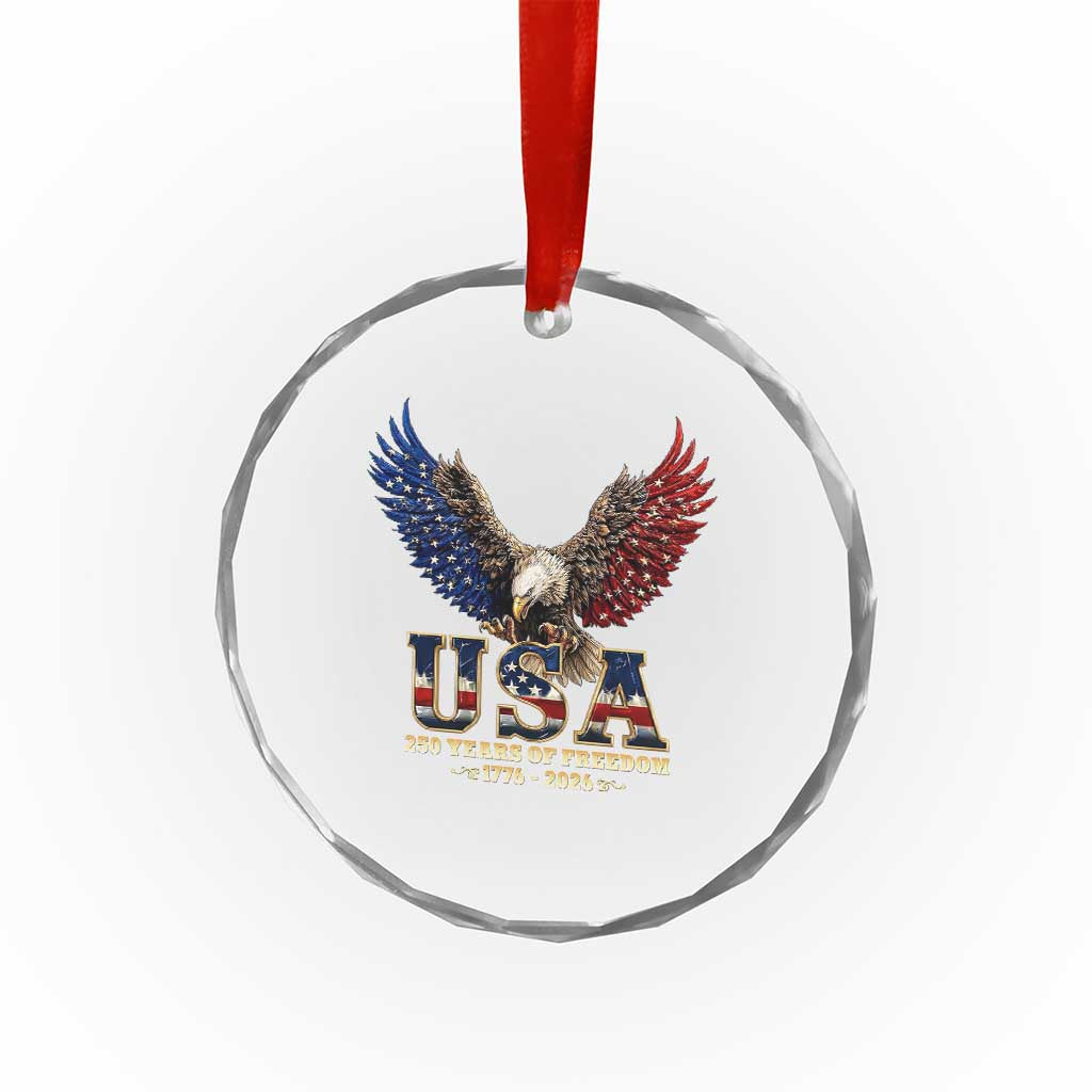 250 Years USA Majestic Bald Eagle Crystal Glass Ornament American Flag Wings Patriotic Semiquincentennial 250th Anniversary