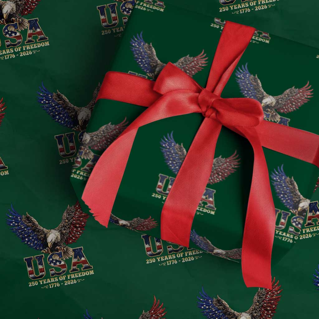 250 Years USA Majestic Bald Eagle Wrapping Paper Roll American Flag Wings Patriotic Semiquincentennial 250th Anniversary