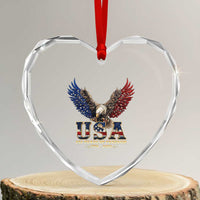 250 Years USA Majestic Bald Eagle Heart Crystal Glass Ornament American Flag Wings Patriotic Semiquincentennial 250th Anniversary