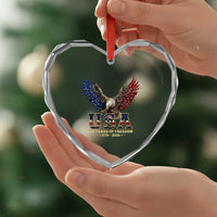 250 Years USA Majestic Bald Eagle Heart Crystal Glass Ornament American Flag Wings Patriotic Semiquincentennial 250th Anniversary