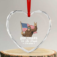 250 Years We The People Bigfoot Heart Crystal Glass Ornament Funny Patriotic 1776 to 2026 US Semiquincentennial - Wonder Print Shop