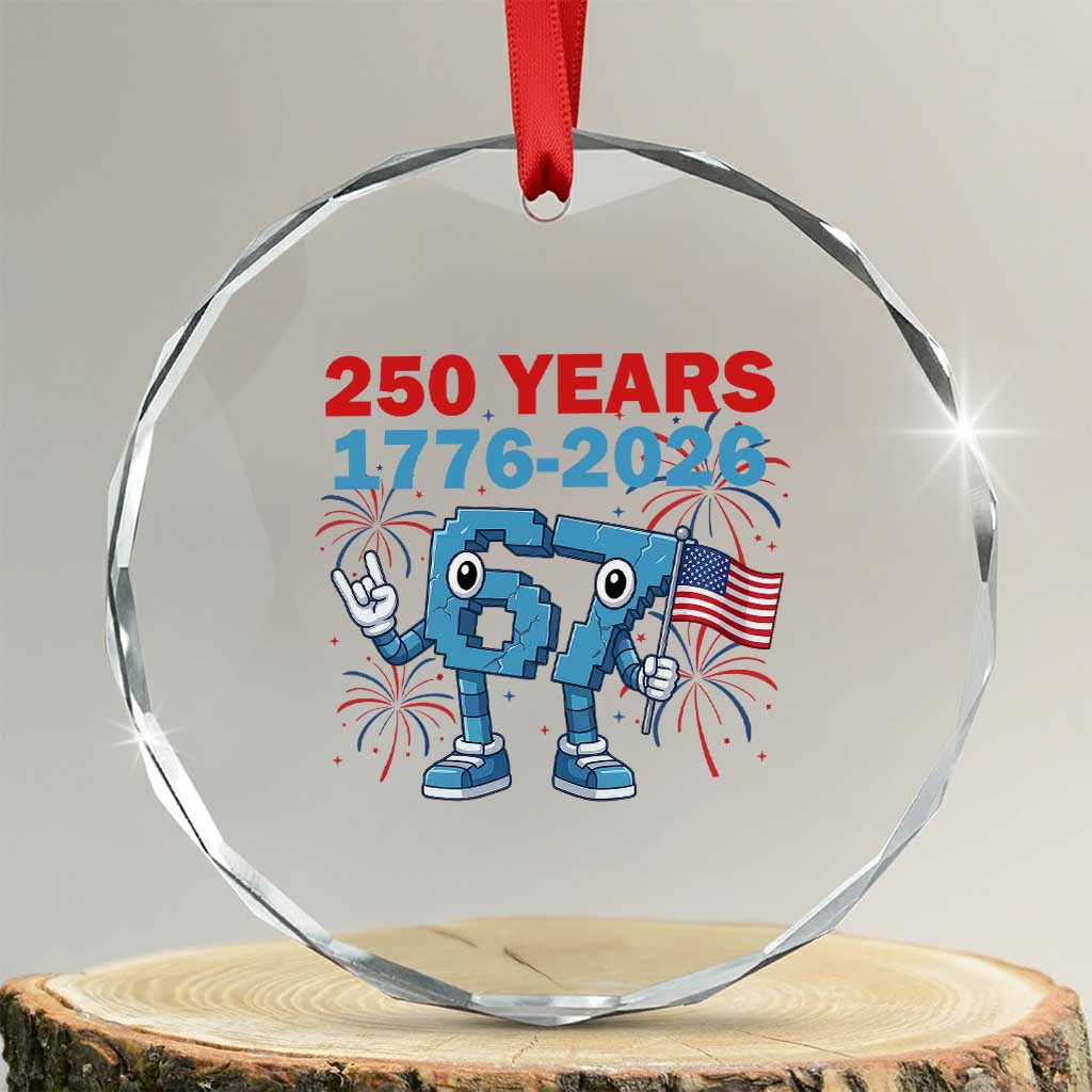 250th America Anniversary Crystal Glass Ornament Funny Italian Brainrot Meme 4th of July
