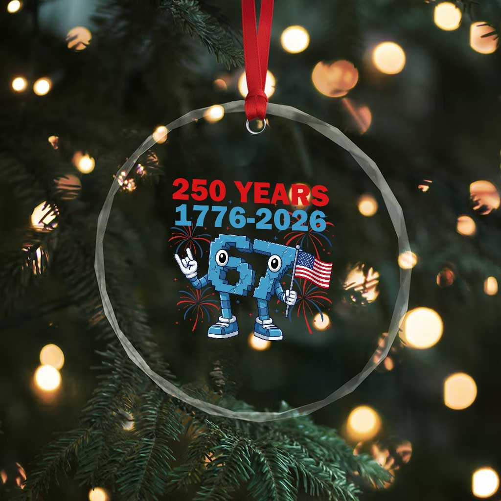 250th America Anniversary Crystal Glass Ornament Funny Italian Brainrot Meme 4th of July