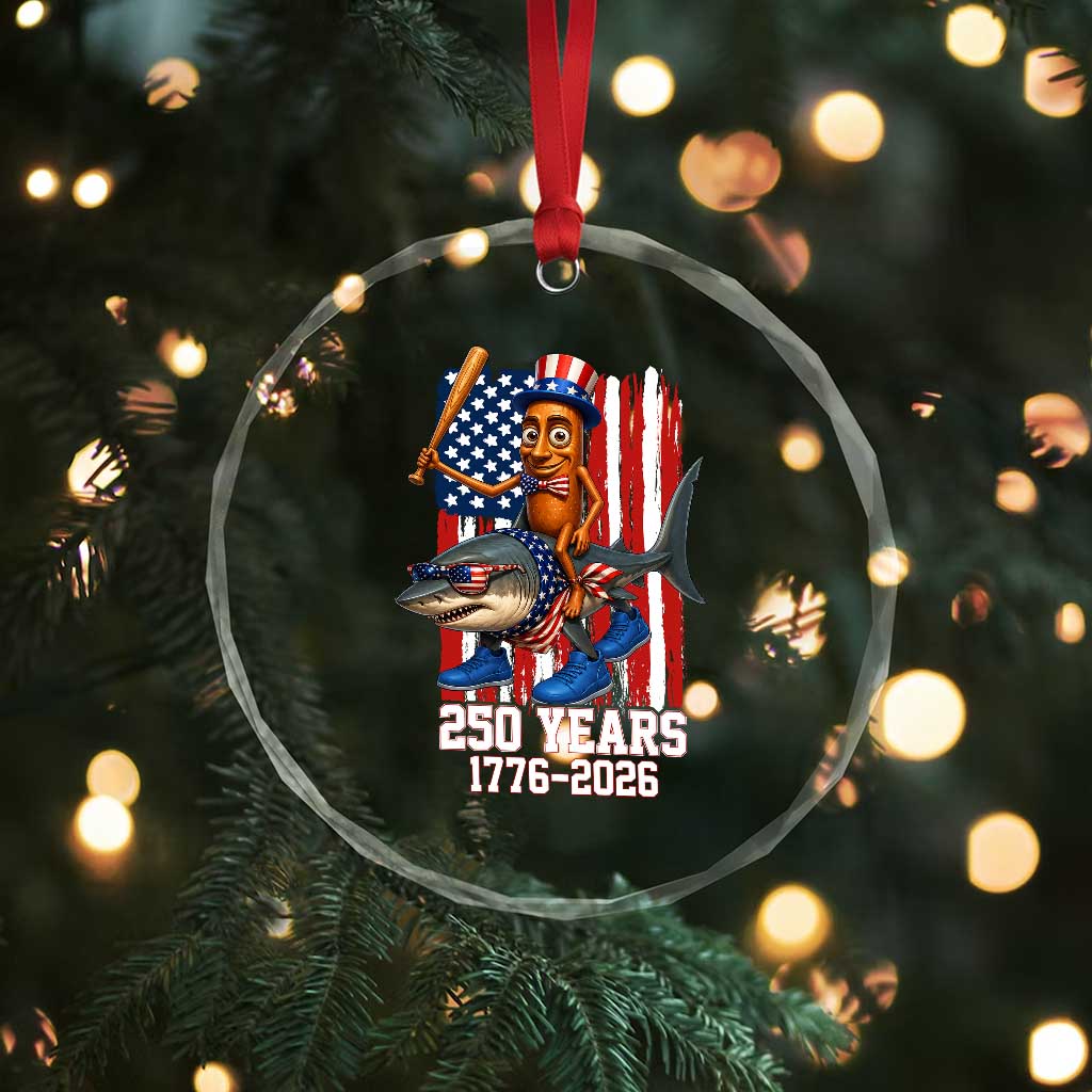 250th America Anniversary Crystal Glass Ornament Funny Tung Tung Tung Sahur Tralalero Tralala 4th of July