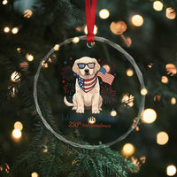 250th America Anniversary Crystal Glass Ornament Labrador Retriever American Flag 4th of July