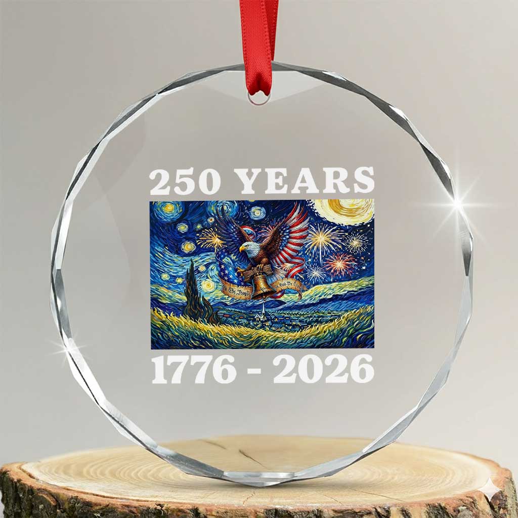 250th America Anniversary Crystal Glass Ornament Starry Night Patriotic Eagle Liberty Bell American Flag