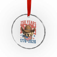 250th America Anniversary Crystal Glass Ornament Western Golden Retriever 4th of July