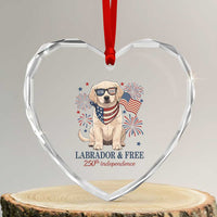 250th America Anniversary Heart Crystal Glass Ornament Labrador Retriever American Flag 4th of July