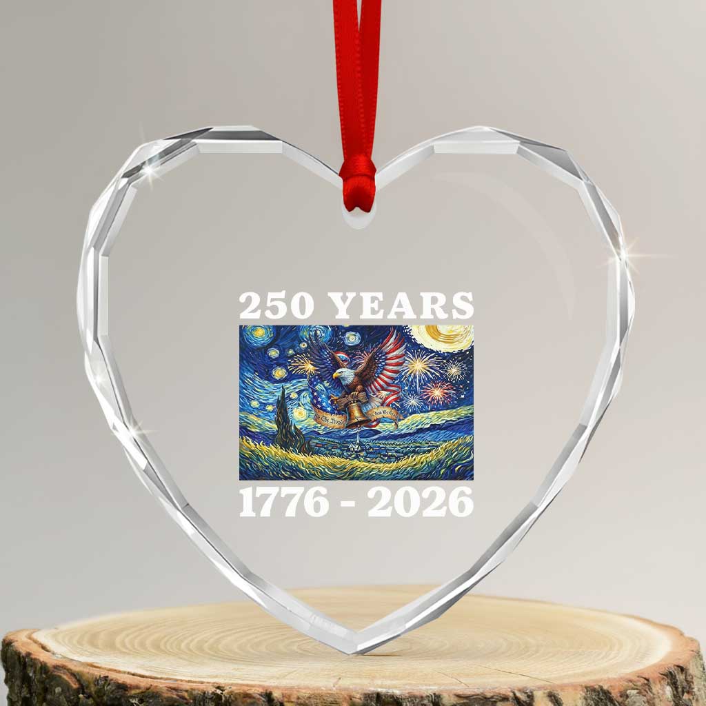 250th America Anniversary Heart Crystal Glass Ornament Starry Night Patriotic Eagle Liberty Bell American Flag