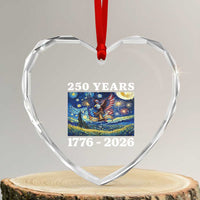 250th America Anniversary Heart Crystal Glass Ornament Starry Night Patriotic Eagle Liberty Bell American Flag