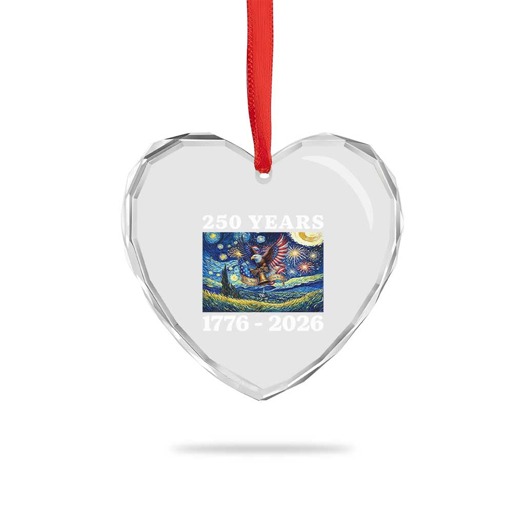 250th America Anniversary Heart Crystal Glass Ornament Starry Night Patriotic Eagle Liberty Bell American Flag