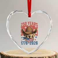 250th America Anniversary Heart Crystal Glass Ornament Western Golden Retriever 4th of July